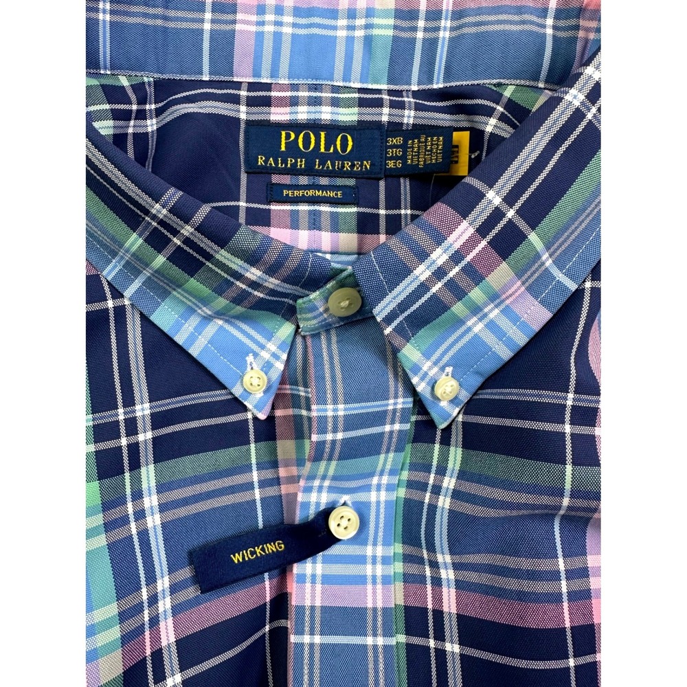 Polo Ralph Lauren Performance Men 3XB Plaid Wicking Button Dow Shirt long sleeve
